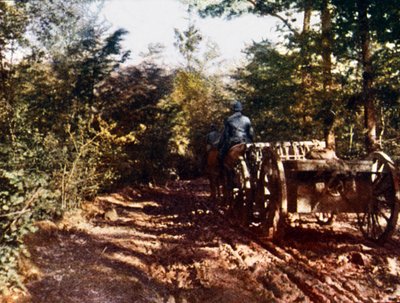 A French Horse-Drawn Cart with a 75mm Gun, Verdun, 1916 by Jules Gervais Courtellemont